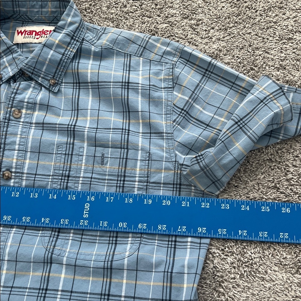 Rugged Wear Wrangler Wrinkle Resist Blue Ridge Plaid Button-Down Shirt - Size L - Picture 7 of 7